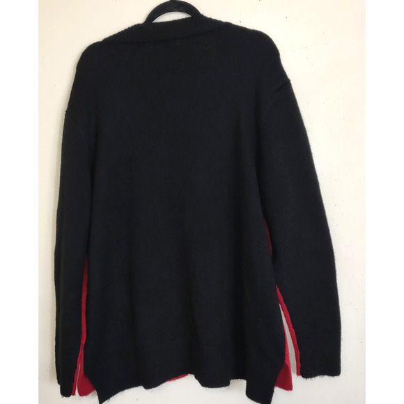 BeachLunchLounge Colorblock Cardigan Sweater Womens XL 16-18 Red Black Pockets - Picture 4 of 15